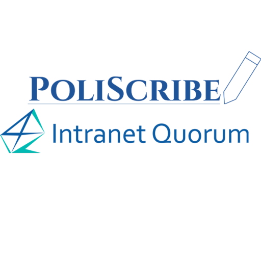IQ logo and Poliscribe logo 
